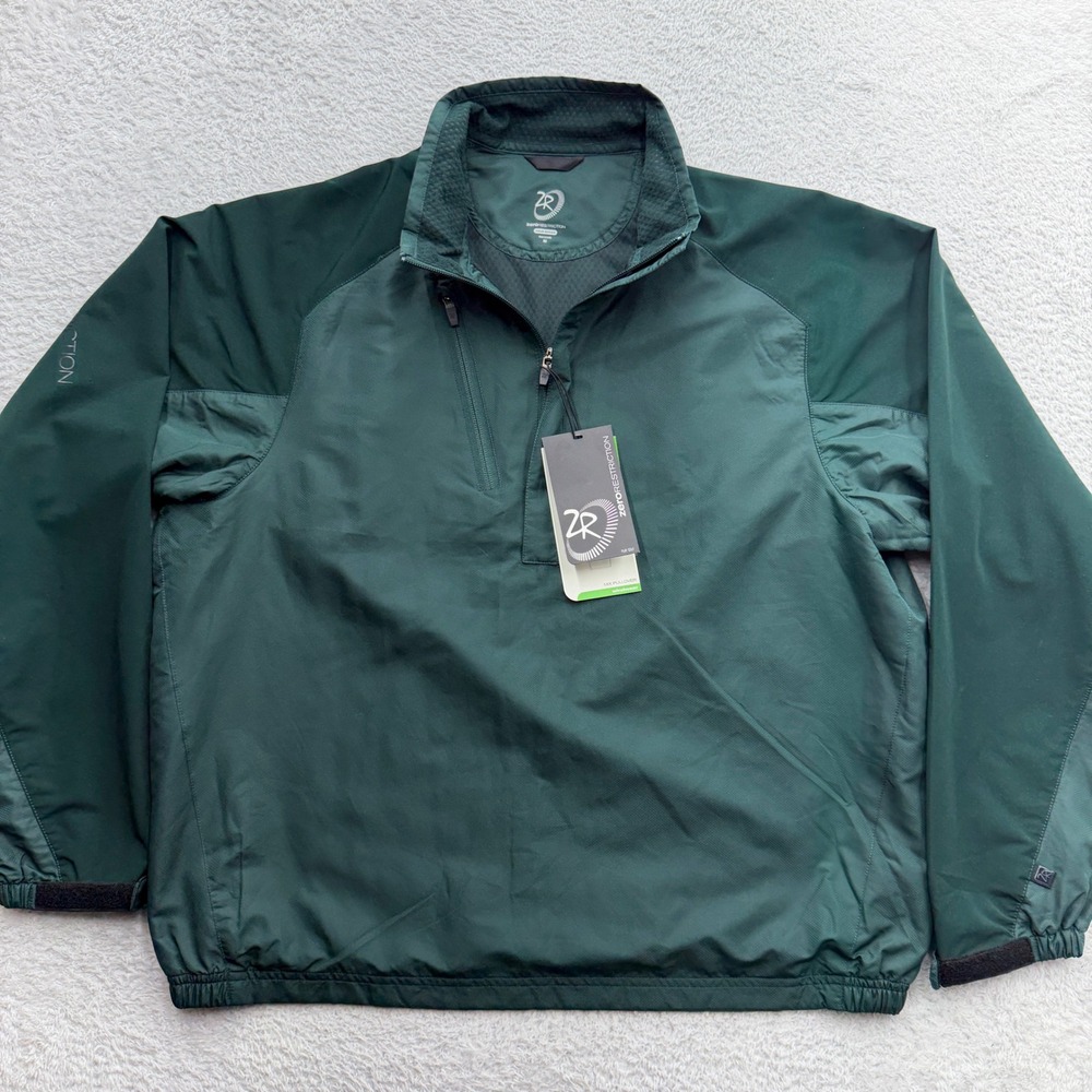 Zero Restriction Mens Mix Pullover Golf Windbreaker Jungle Green 0197 Medium NEW
